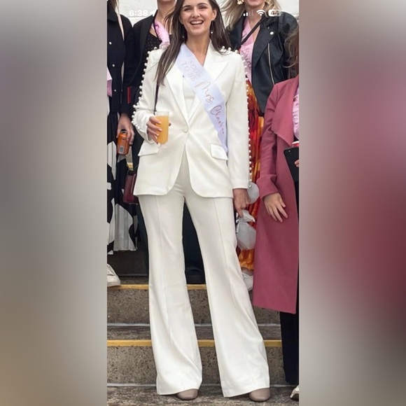 NADINE MERABI Charlotte White Embellished Blazer - Picture 10 of 12